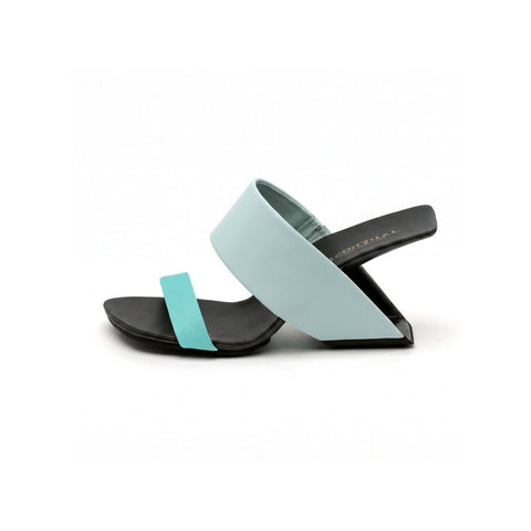 Sculptural Sweep Square-Toe Heeled Mules