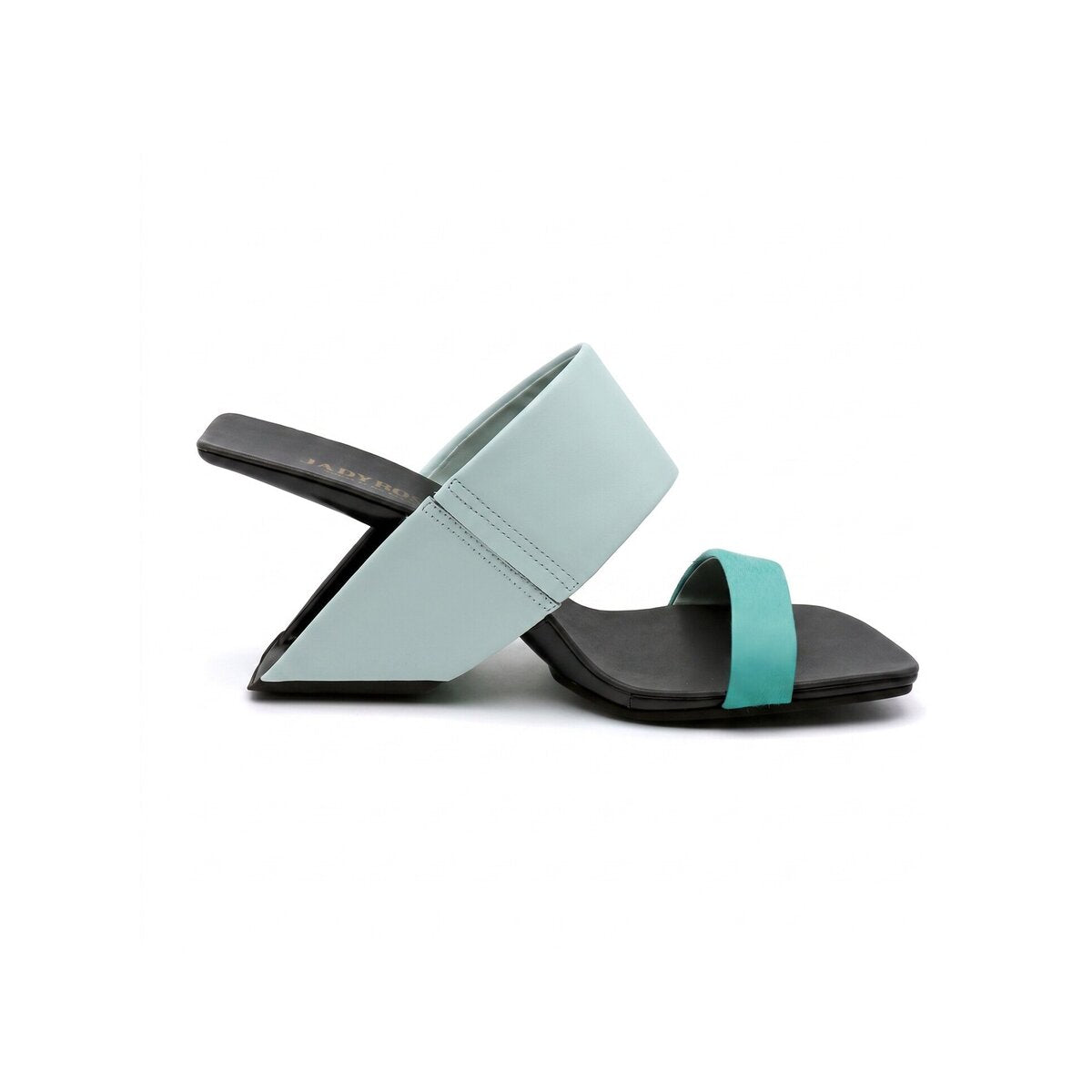 Sculptural Sweep Square-Toe Heeled Mules