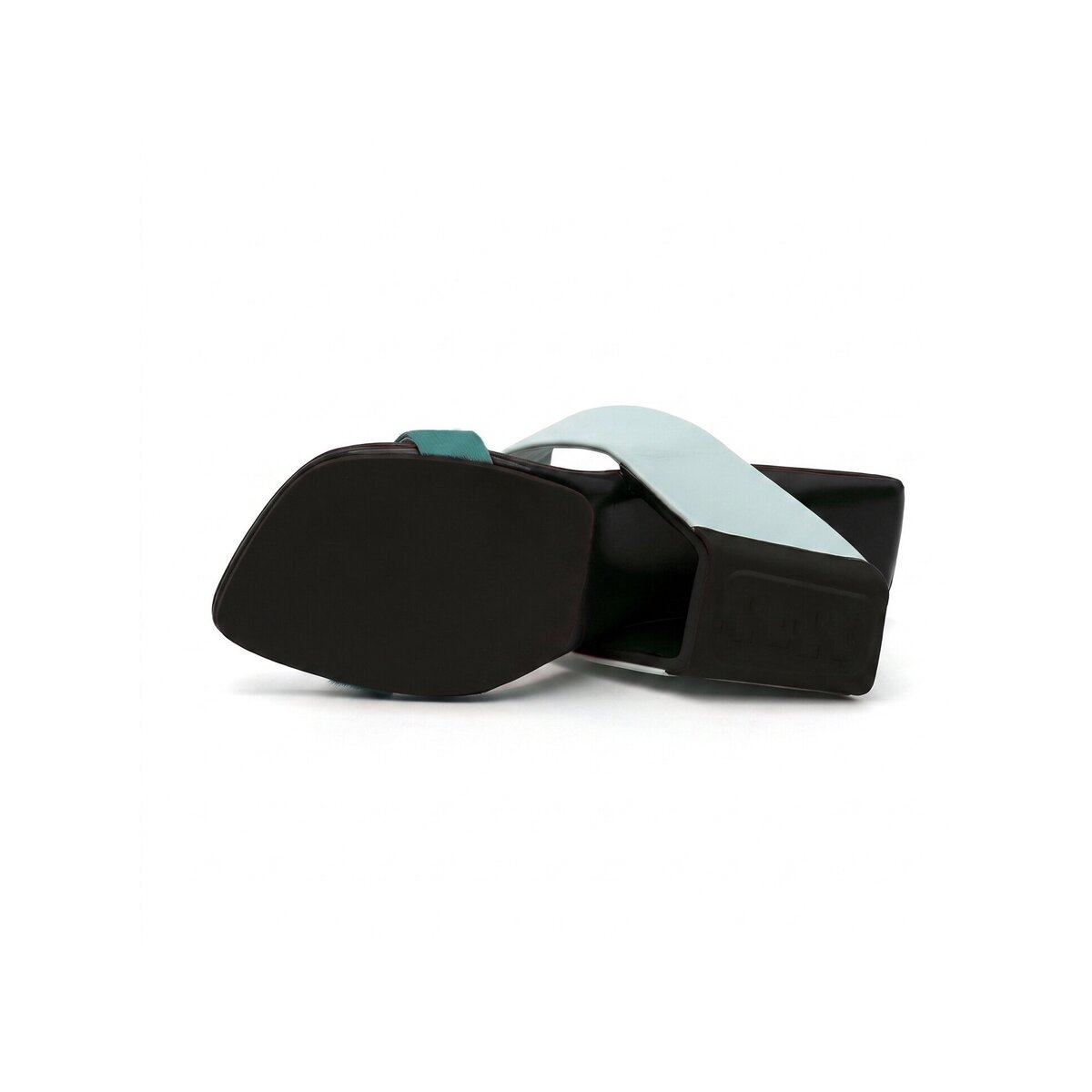 Sculptural Sweep Square-Toe Heeled Mules