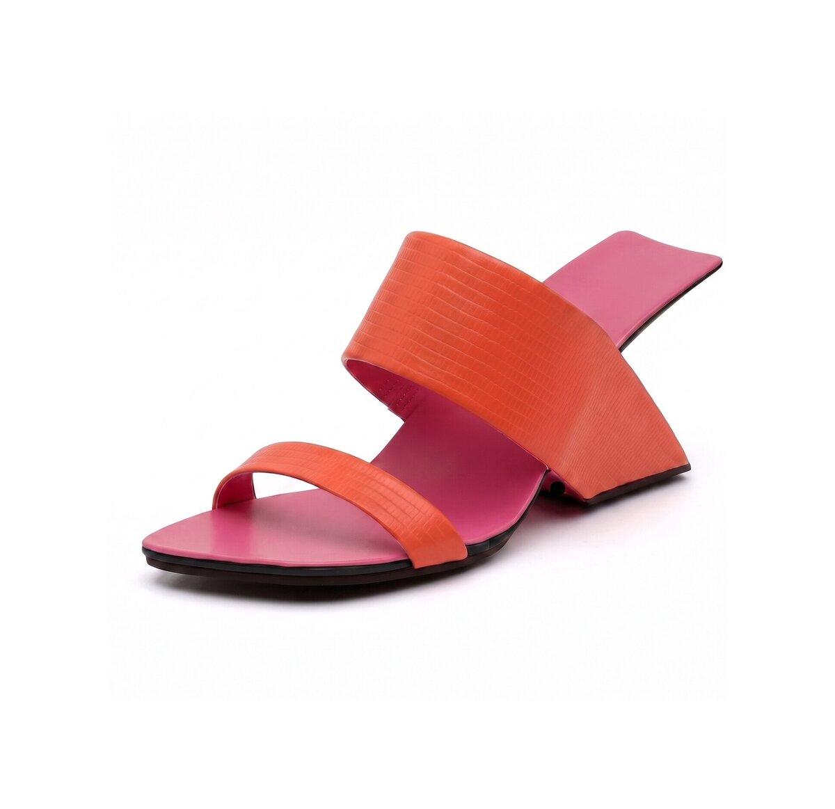 Sculptural Sweep Square-Toe Heeled Mules