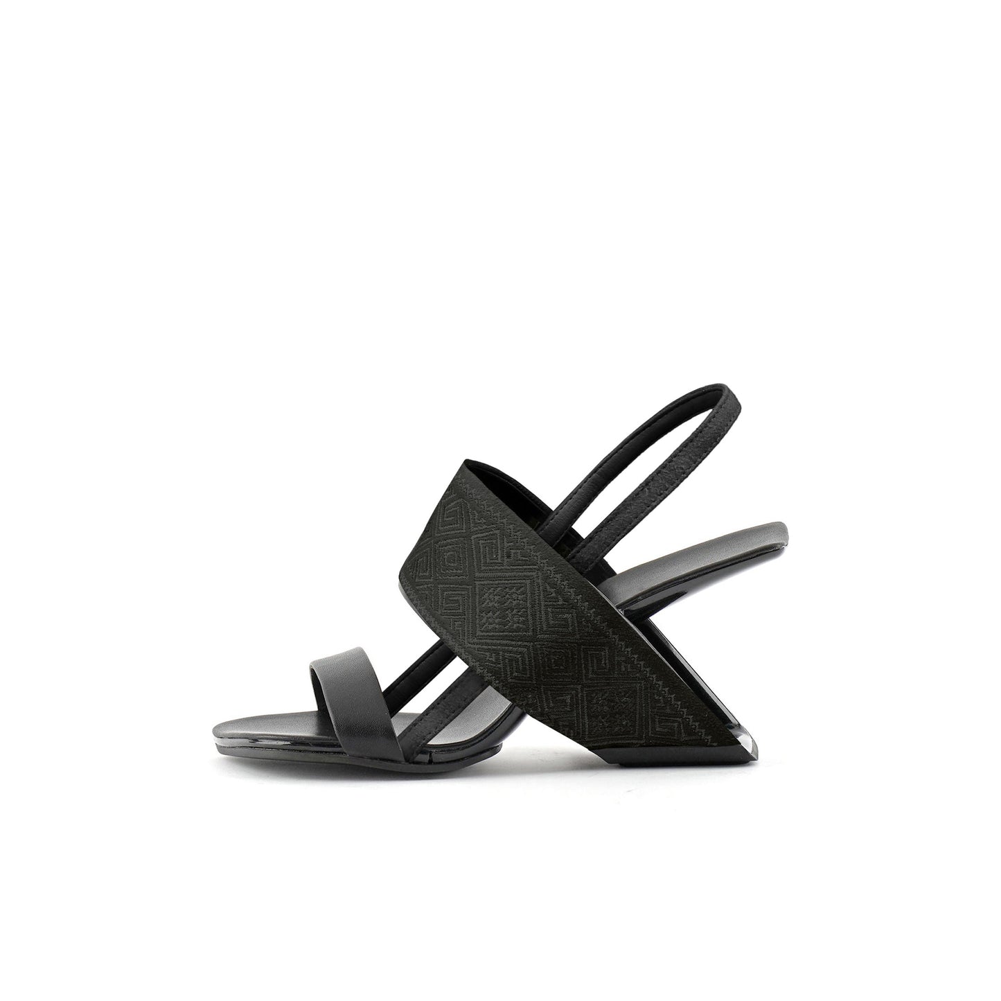square toe thick strap slip on sandals all black 1