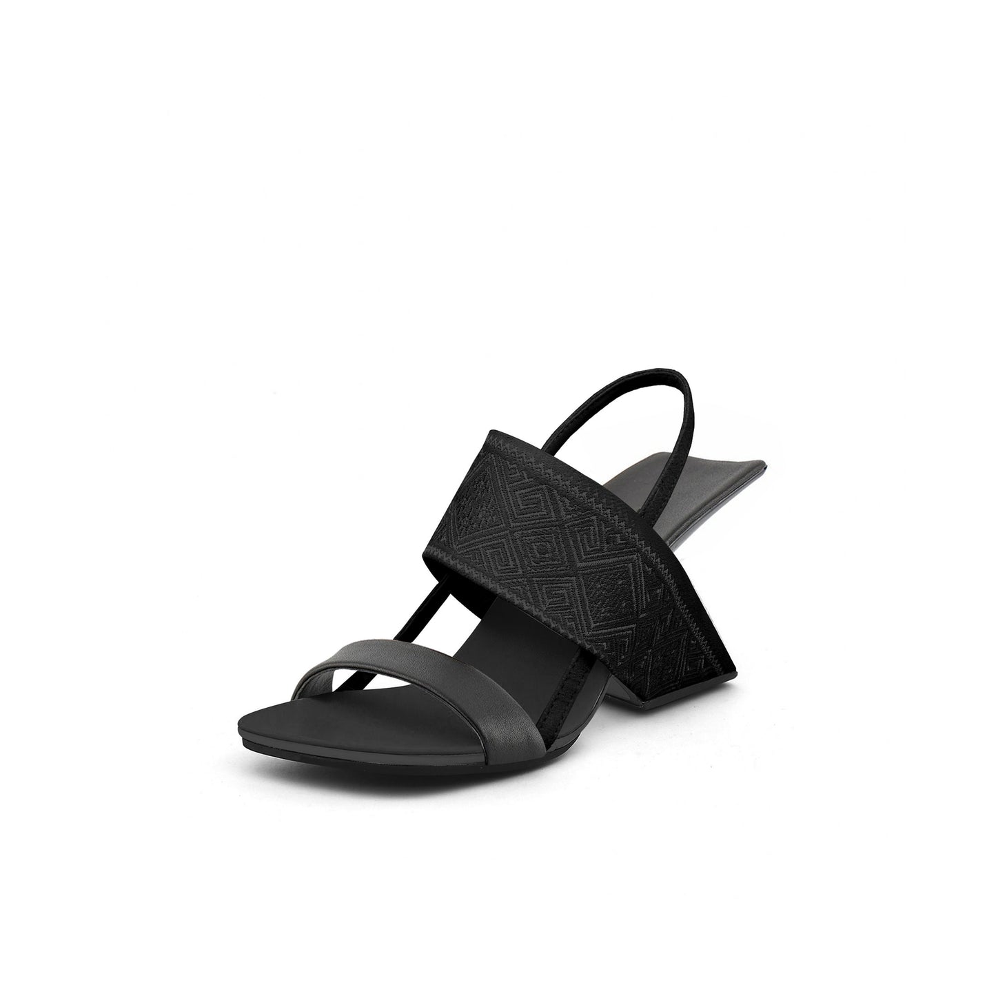 square toe thick strap slip on sandals all black 2