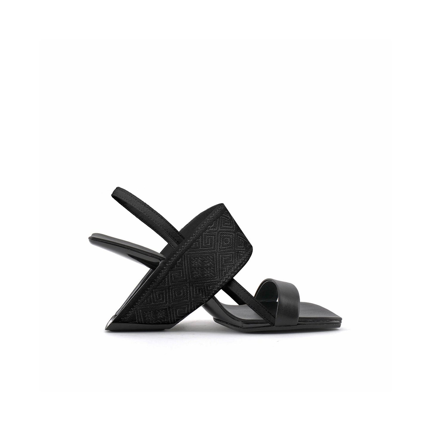 square toe thick strap slip on sandals all black 3