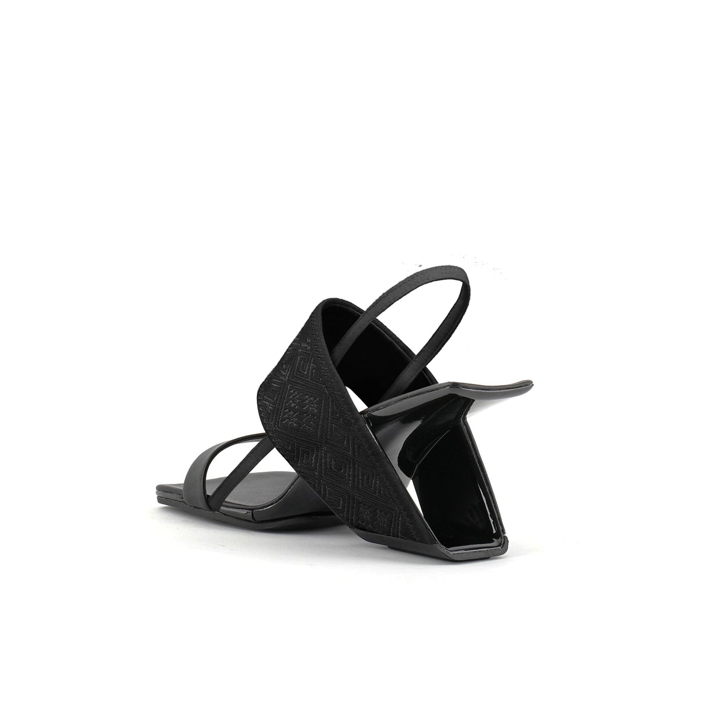 square toe thick strap slip on sandals all black 4