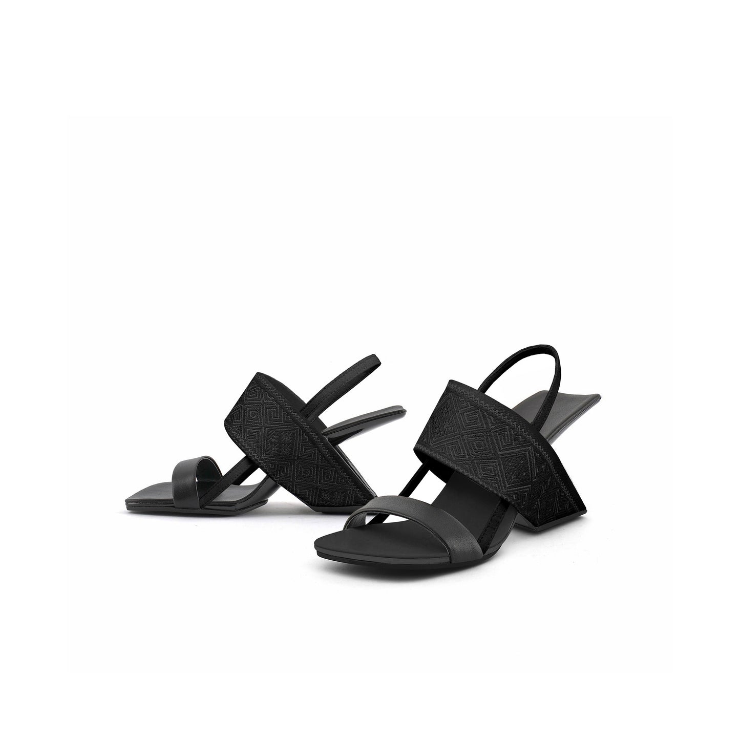 square toe thick strap slip on sandals all black 5