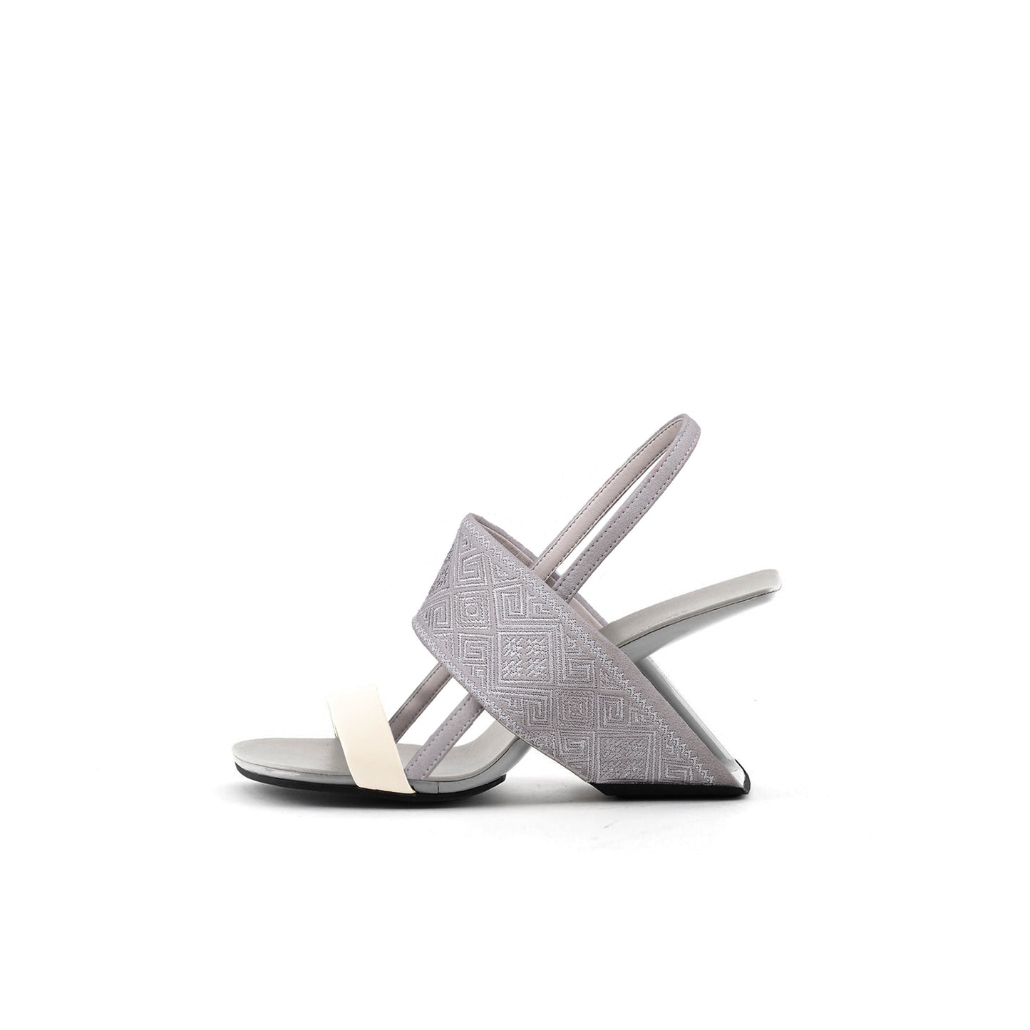 square toe thick strap slip on sandals all grey 1