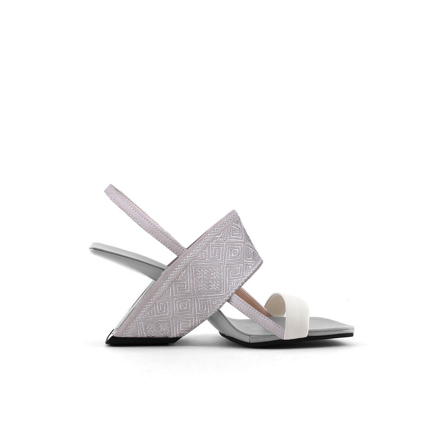 square toe thick strap slip on sandals all grey 3