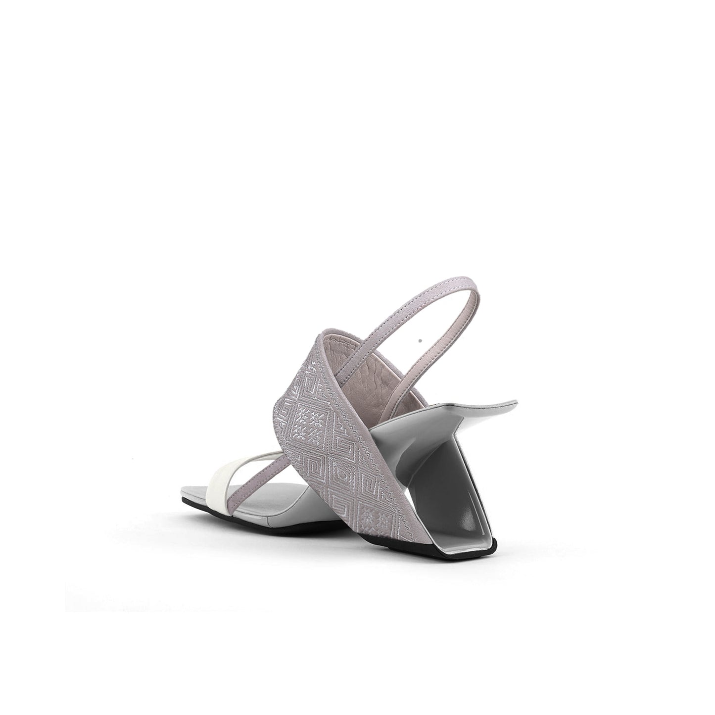 square toe thick strap slip on sandals all grey 4