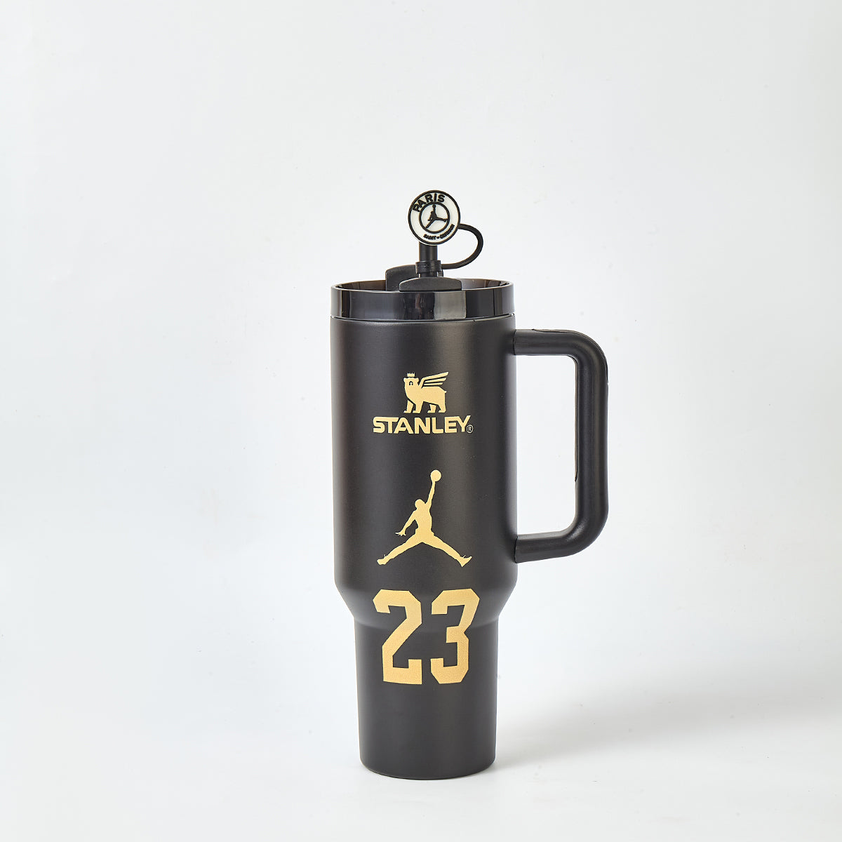 Stanley x Air Jordan 23 Retro 40oz Quencher H2.0 Tumbler – Matte Black Gold Jumpman