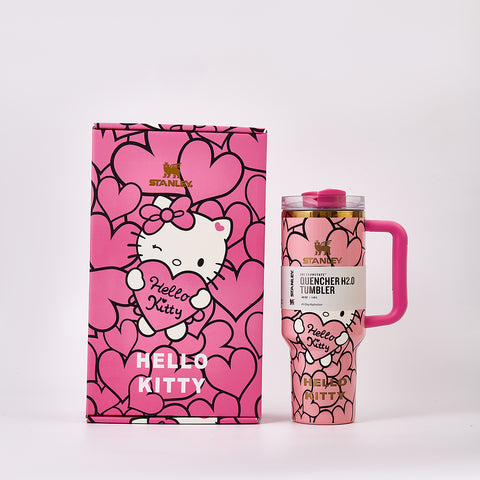 Stanley x Hello Kitty Sweet Hearts Glitter Quencher H2.0 FlowState Tumbler 40oz – Limited Edition