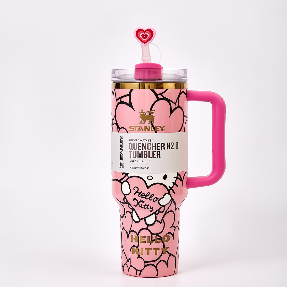 Stanley x Hello Kitty Sweet Hearts Glitter Quencher H2.0 FlowState Tumbler 40oz – Limited Edition