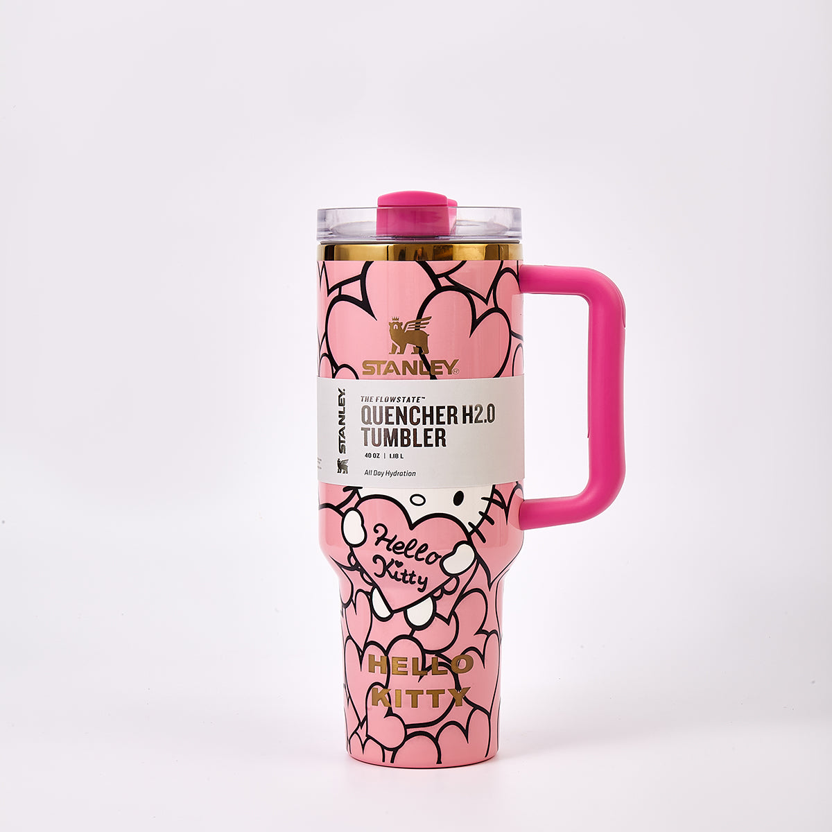 Stanley x Hello Kitty Sweet Hearts Glitter Quencher H2.0 FlowState Tumbler 40oz – Limited Edition