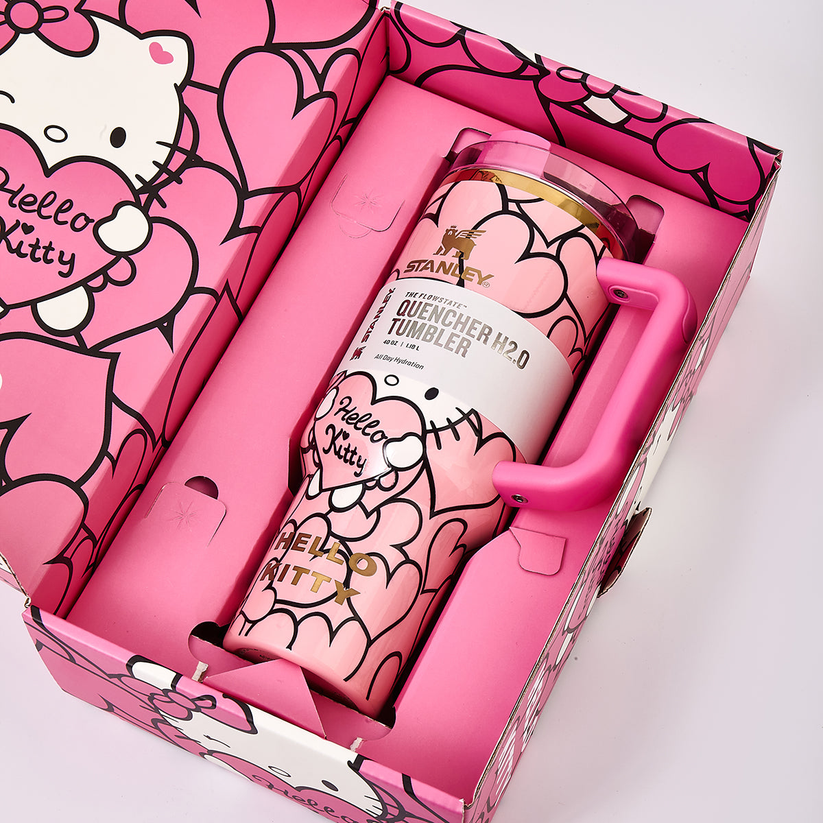 Stanley x Hello Kitty Sweet Hearts Glitter Quencher H2.0 FlowState Tumbler 40oz – Limited Edition