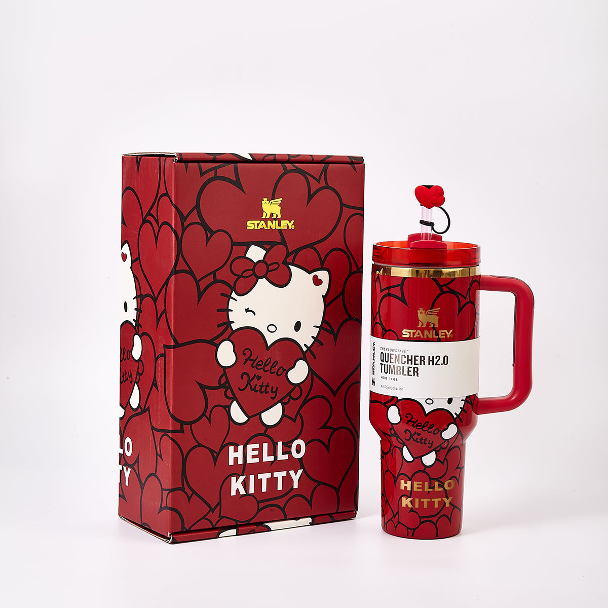 Stanley x Hello Kitty Sweet Hearts Glitter Quencher H2.0 FlowState Tumbler 40oz – Limited Edition