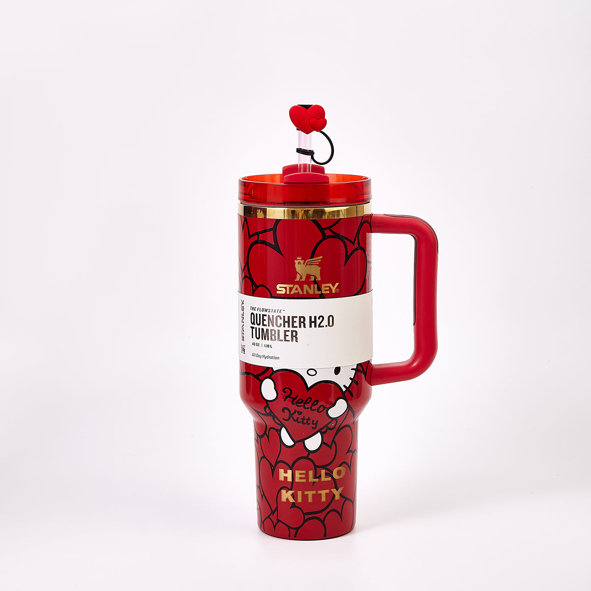 Stanley x Hello Kitty Sweet Hearts Glitter Quencher H2.0 FlowState Tumbler 40oz – Limited Edition