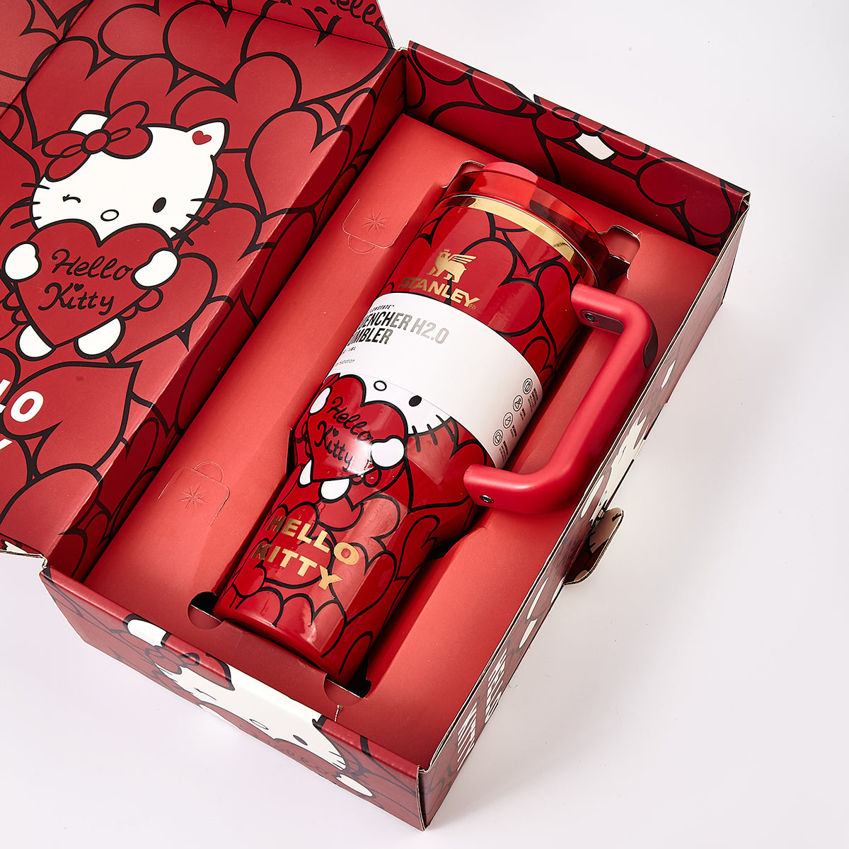 Stanley x Hello Kitty Sweet Hearts Glitter Quencher H2.0 FlowState Tumbler 40oz – Limited Edition