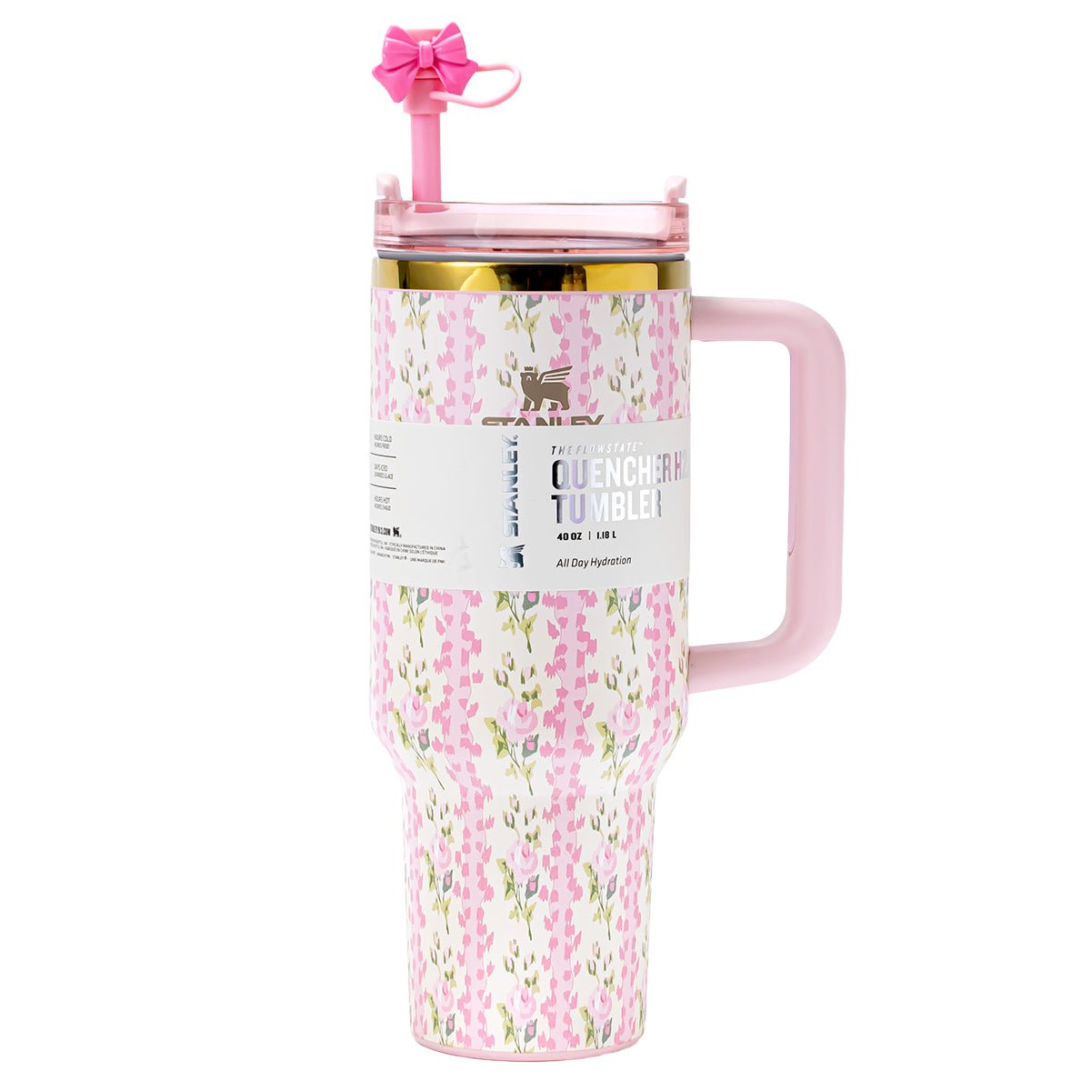 Stanley x LoveShackFancy Blooming Heirloom Quencher H2.0 FlowState Tumbler 40oz – Limited Edition Pink Floral Bow Tumbler