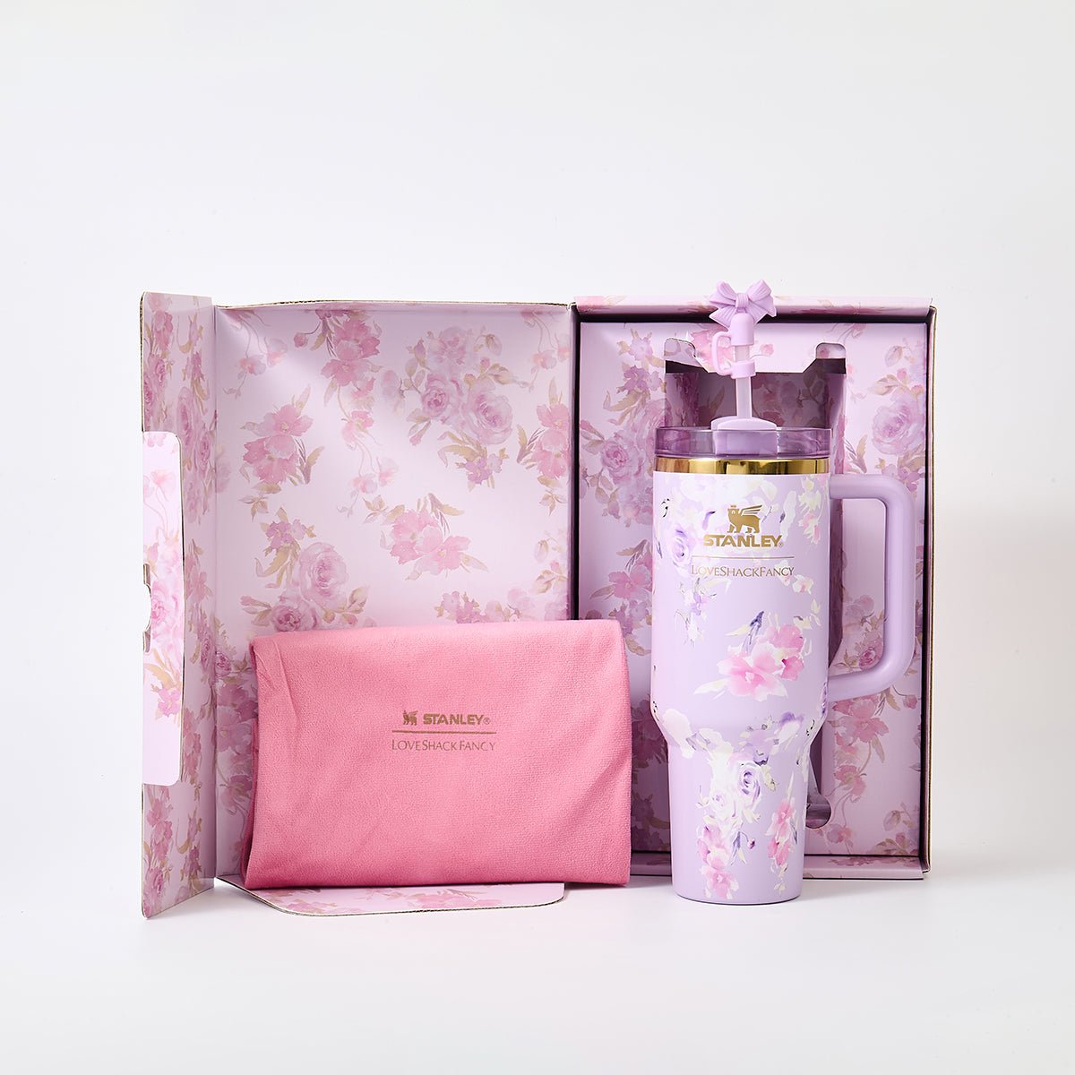 Stanley x LoveShackFancy Floral Lavender Quencher H2.0 FlowState Tumbler 40oz – Limited Edition Lavender Blossom Bow Tumbler