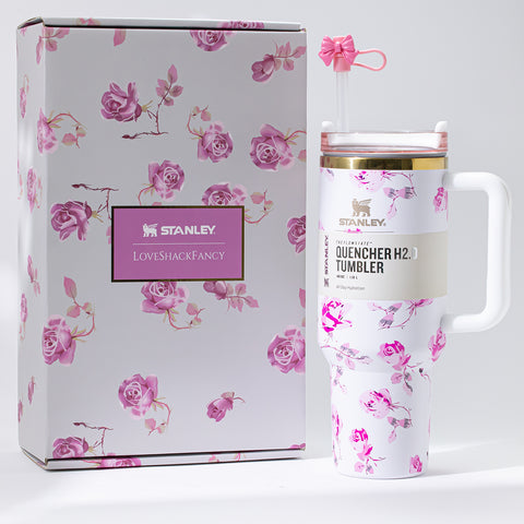 Stanley x LoveShackFancy Ribbon Rosa Quencher H2.0 FlowState Tumbler 40oz – Limited Edition Rose Garden Bow Tumbler