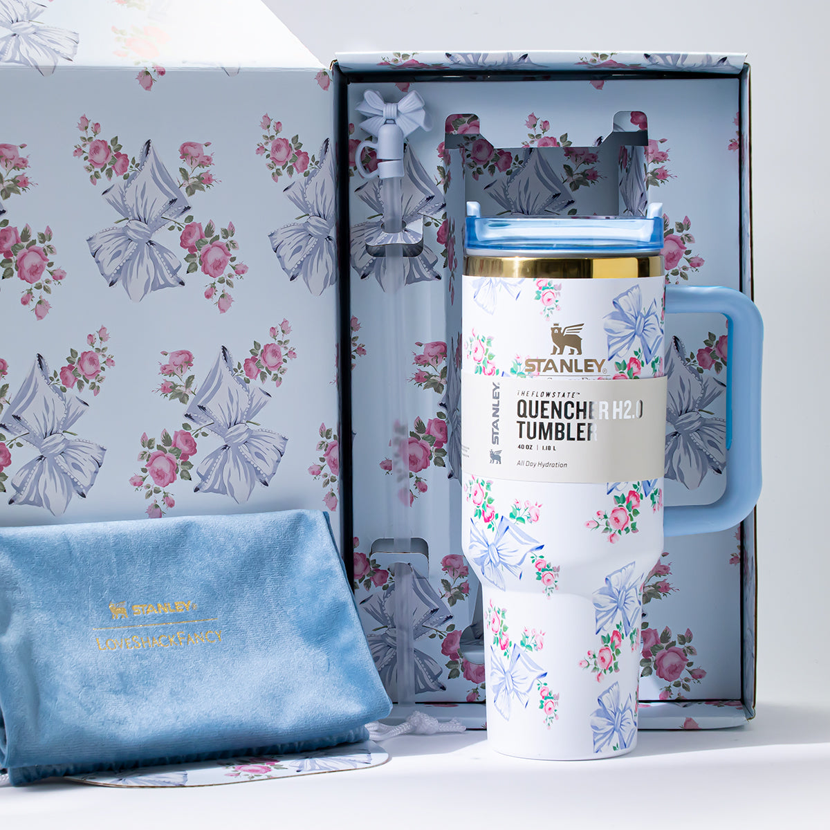 Stanley x LoveShackFancy Rosa Beaux Quencher H2.0 FlowState Tumbler 40oz – Limited Edition