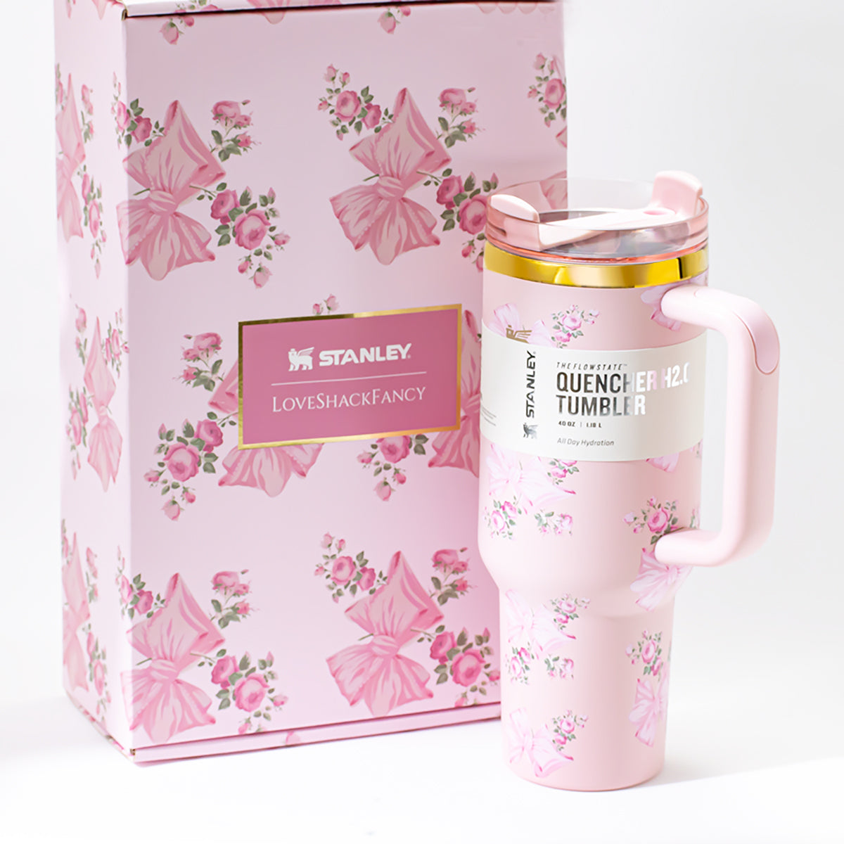 Stanley x LoveShackFancy Rosa Beaux Quencher H2.0 FlowState Tumbler 40oz – Limited Edition