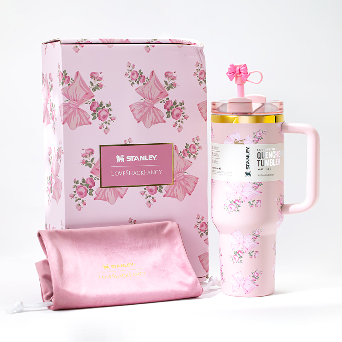 Stanley x LoveShackFancy Rosa Beaux Quencher H2.0 FlowState Tumbler 40oz – Limited Edition