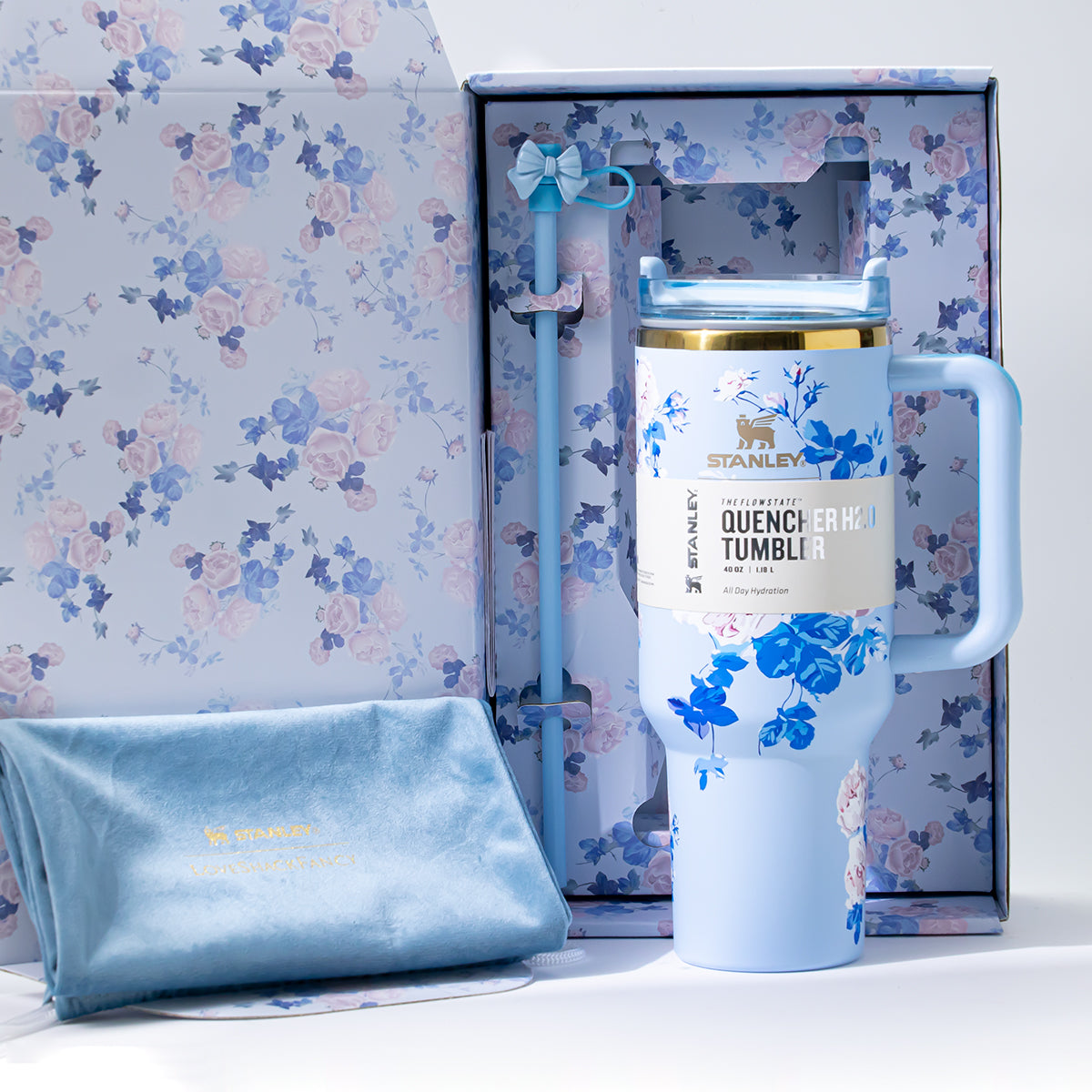 Stanley x LoveShackFancy Sky Bloom Quencher H2.0 FlowState Tumbler 40oz – Limited Edition