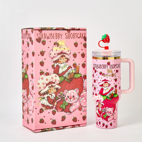Stanley x Strawberry Shortcake Limited Edition 40oz Quencher H2.0 Tumbler with Strawberry Straw Topper & Gift Box