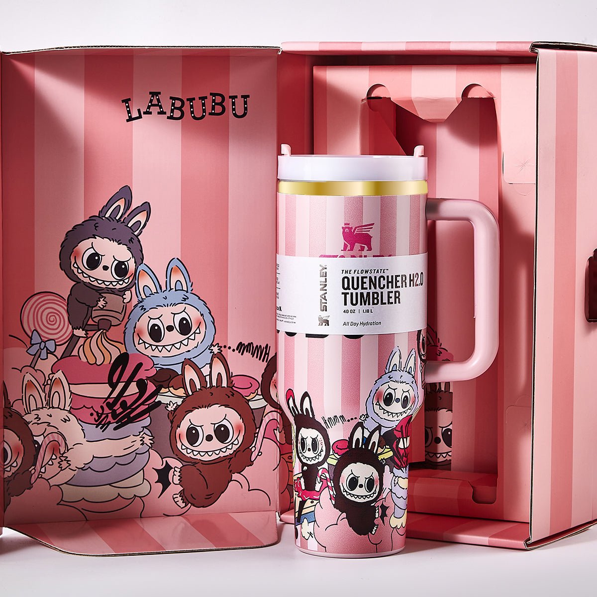 Stanley x Labubu Limited Edition Tumbler Pink Stripe Quencher - 0cm