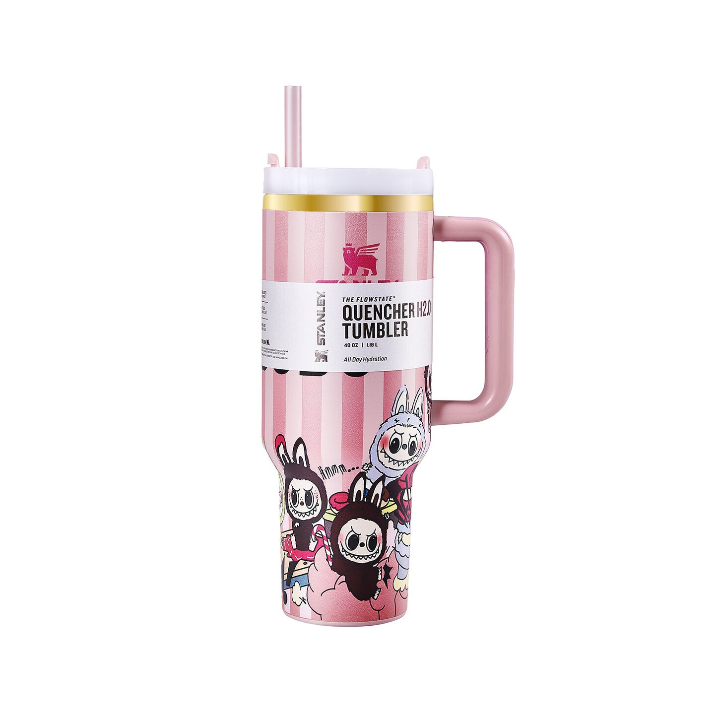 Stanley x Labubu Limited Edition Tumbler Pink Stripe Quencher