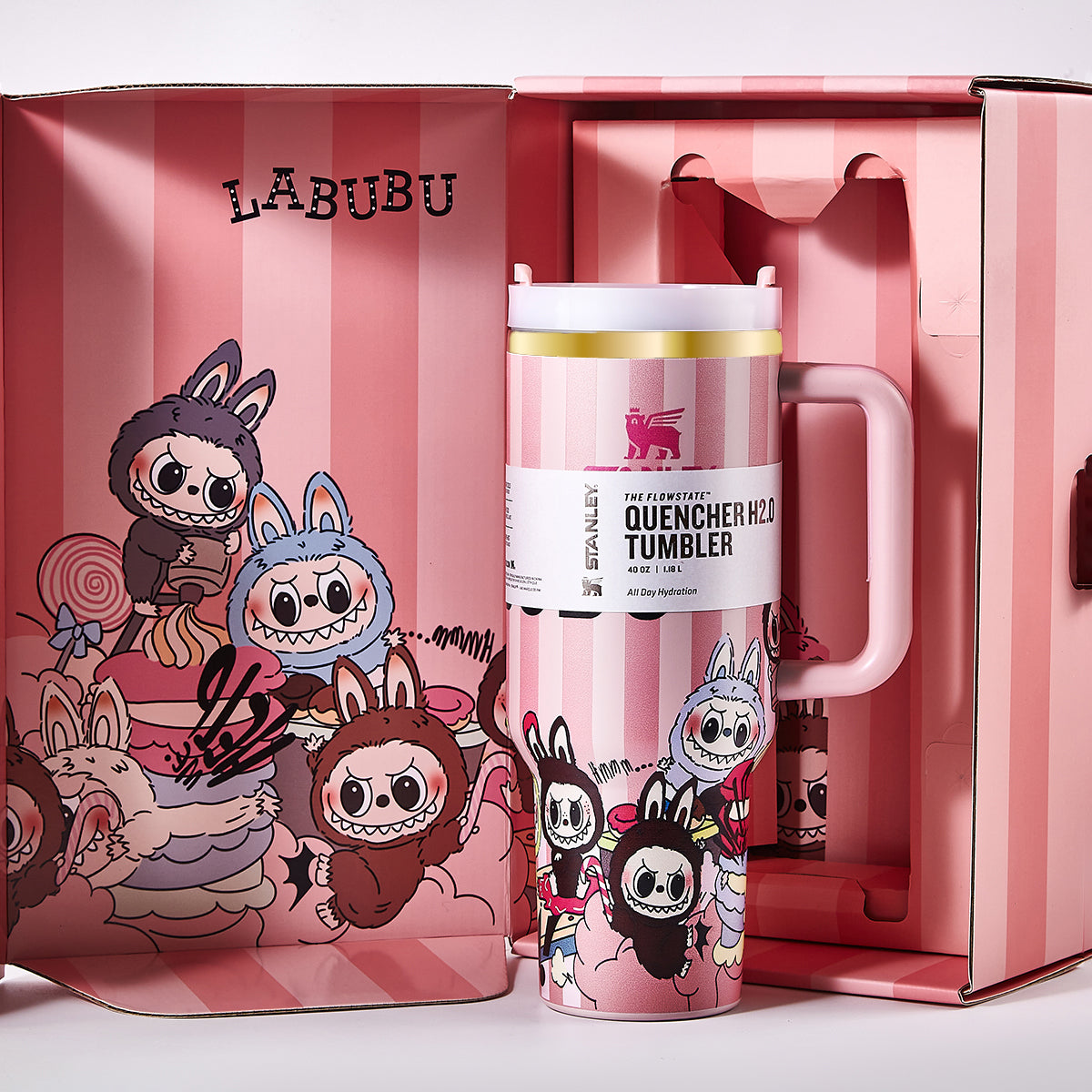Stanley x Labubu Limited Edition Tumbler Pink Stripe Quencher