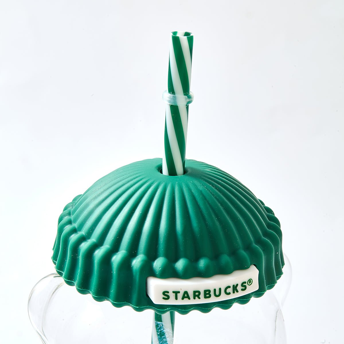 Starbucks Bearista™ Glass Bear Cup 591ml / 20oz – Bear-Shaped Reusable Cup with Beanie Lid & Striped Straw
