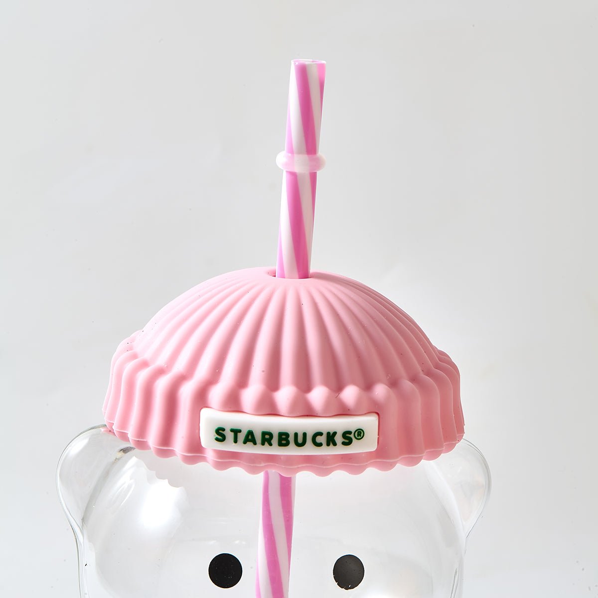 Starbucks Bearista™ Glass Bear Cup 591ml / 20oz – Bear-Shaped Reusable Cup with Beanie Lid & Striped Straw