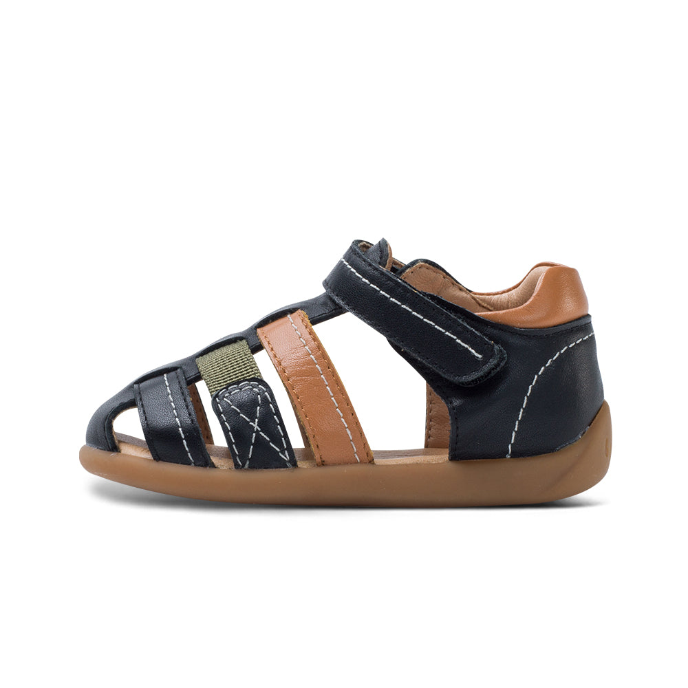 step up pre walker first leather sandals all black 1