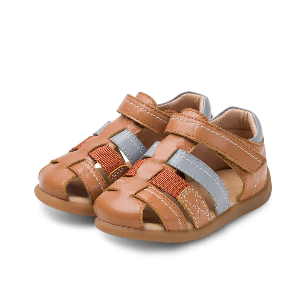 step up pre walker first leather sandals all brown 2
