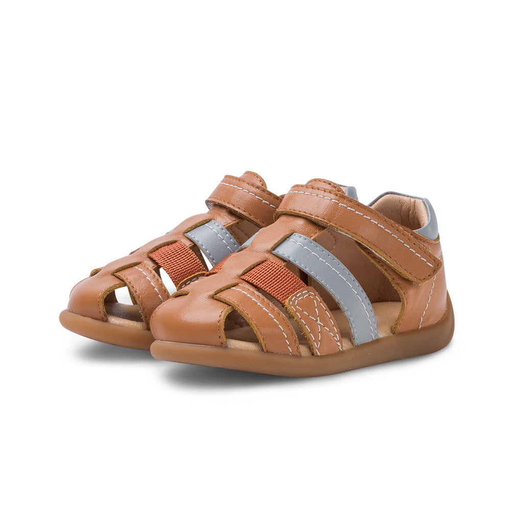 step up pre walker first leather sandals all brown 3