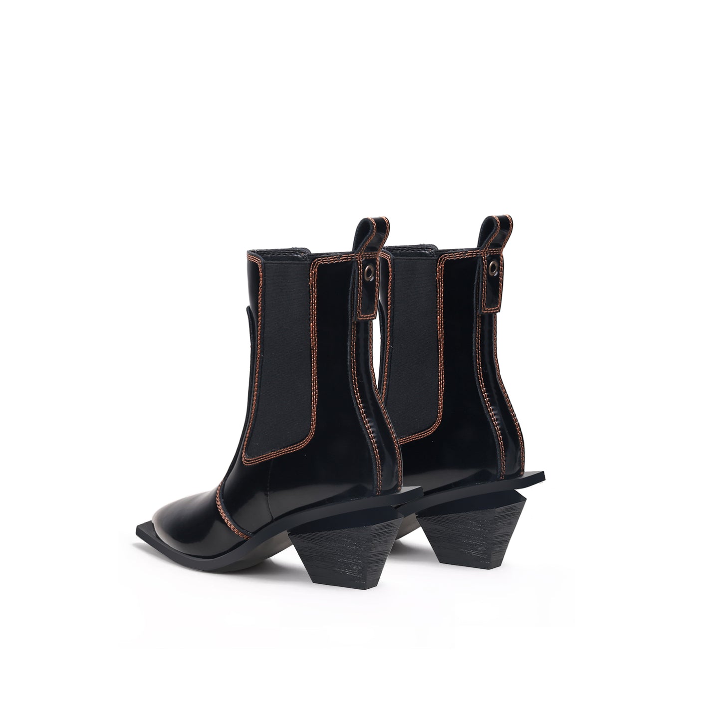 stitch pattern black leather boots all black 5