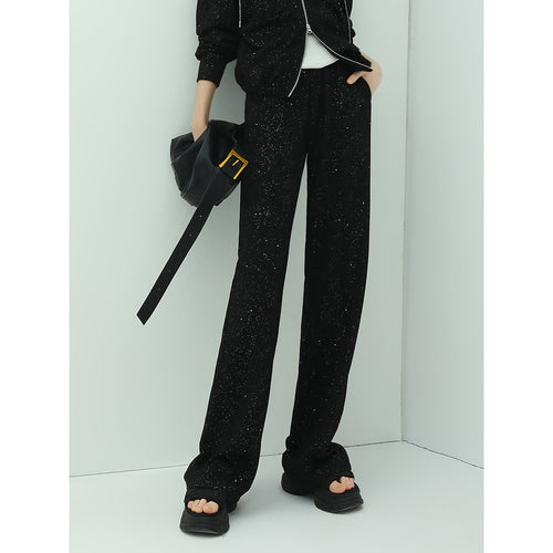 straight cut sequined black pants all black 1