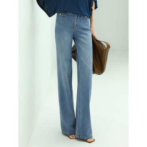 straight leg bootcut jeans with flap pockets all blue 1