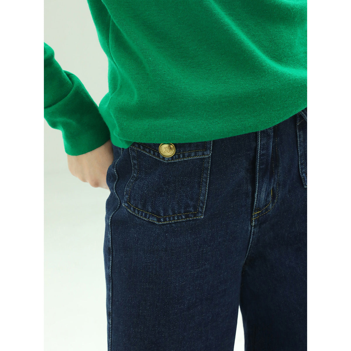 straight leg bootcut jeans with flap pockets all navy 2