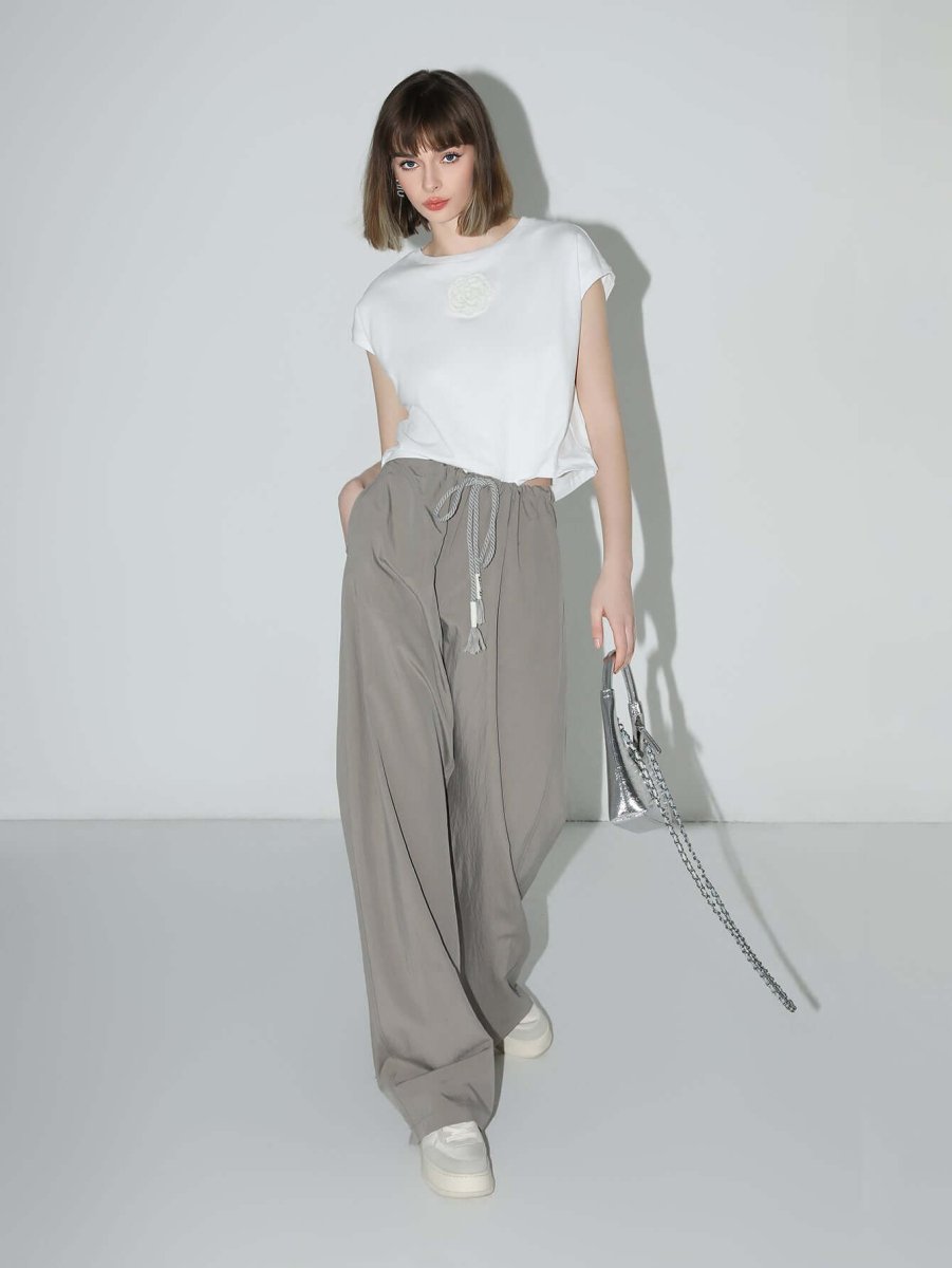 straight leg drawstring casual lounge pants all grey 3