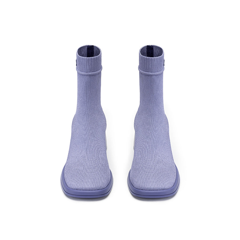 Stretch Knit Sock Boots – Block Heel Ankle Boots