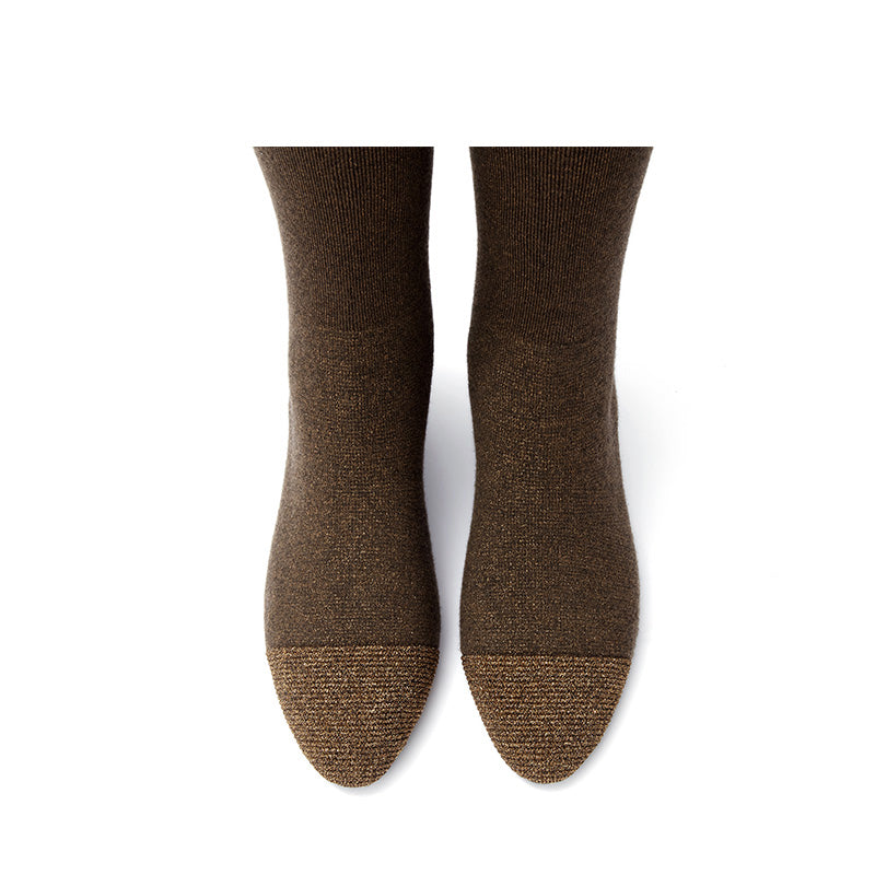 Stretch Over the Knee Boots – Low Heel Wool Knit Thigh High Boots