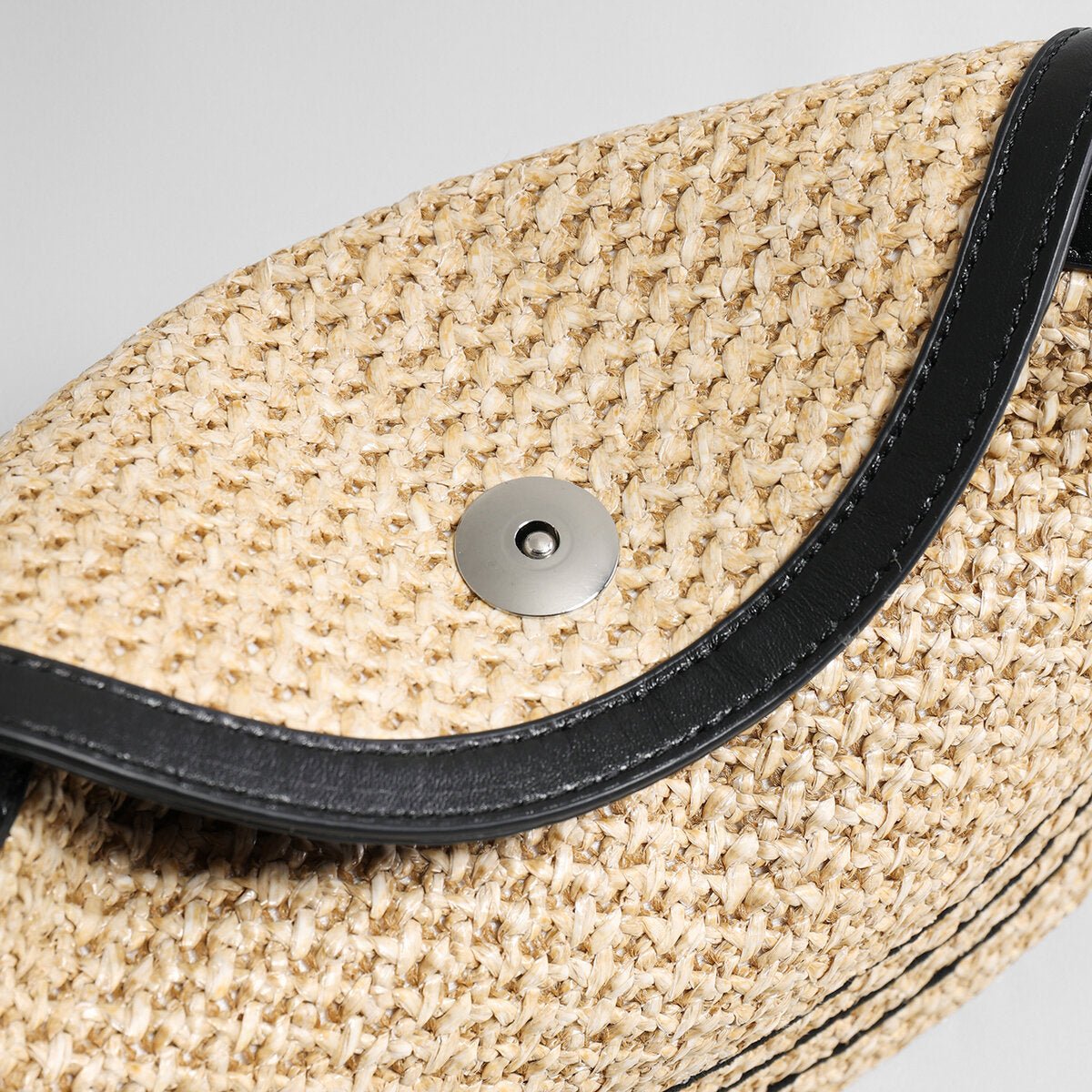 Striped Woven Straw Hobo Bag – Marte Grass Leather Trim Crossbody with Dual Straps
