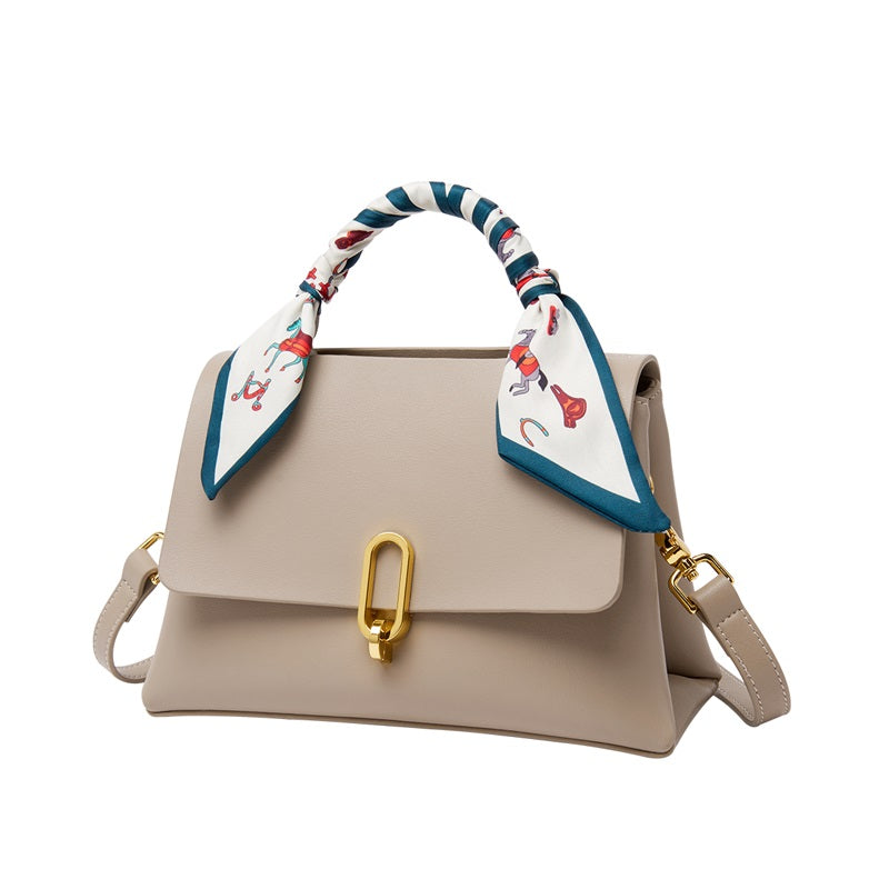 structured apricot satchel with scarf all 2