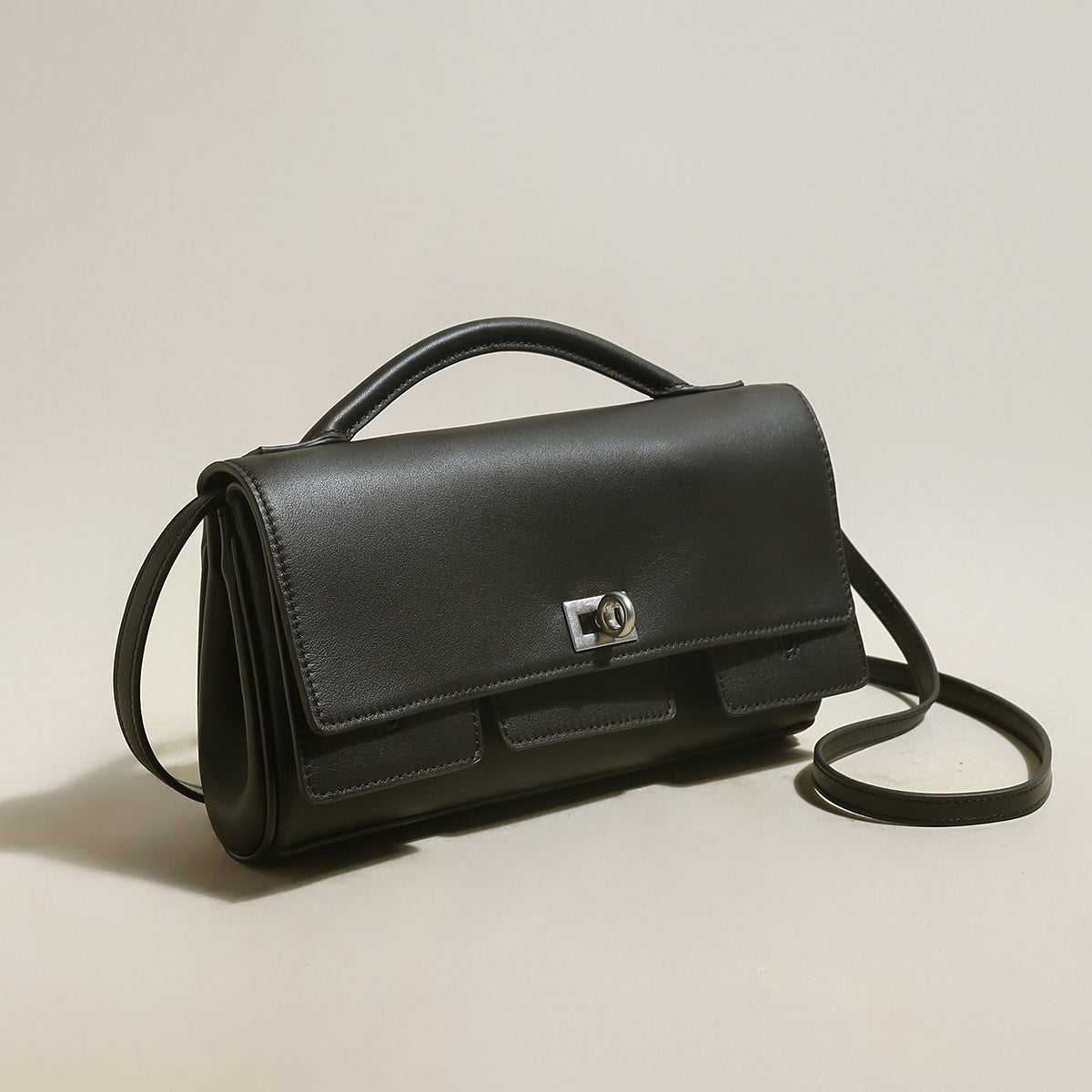 structured black rectangular satchel clutch bag black 2