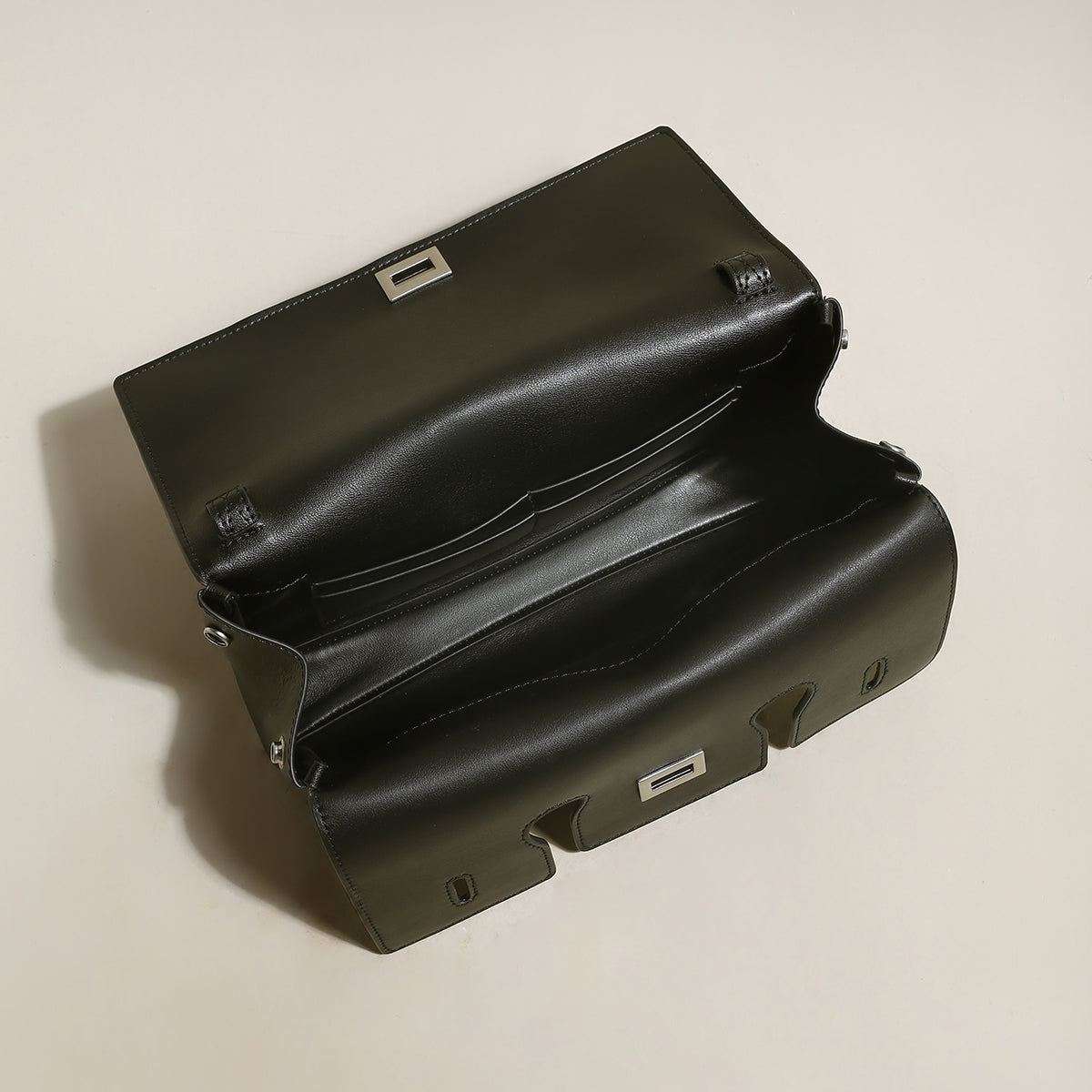 structured black rectangular satchel clutch bag black 3