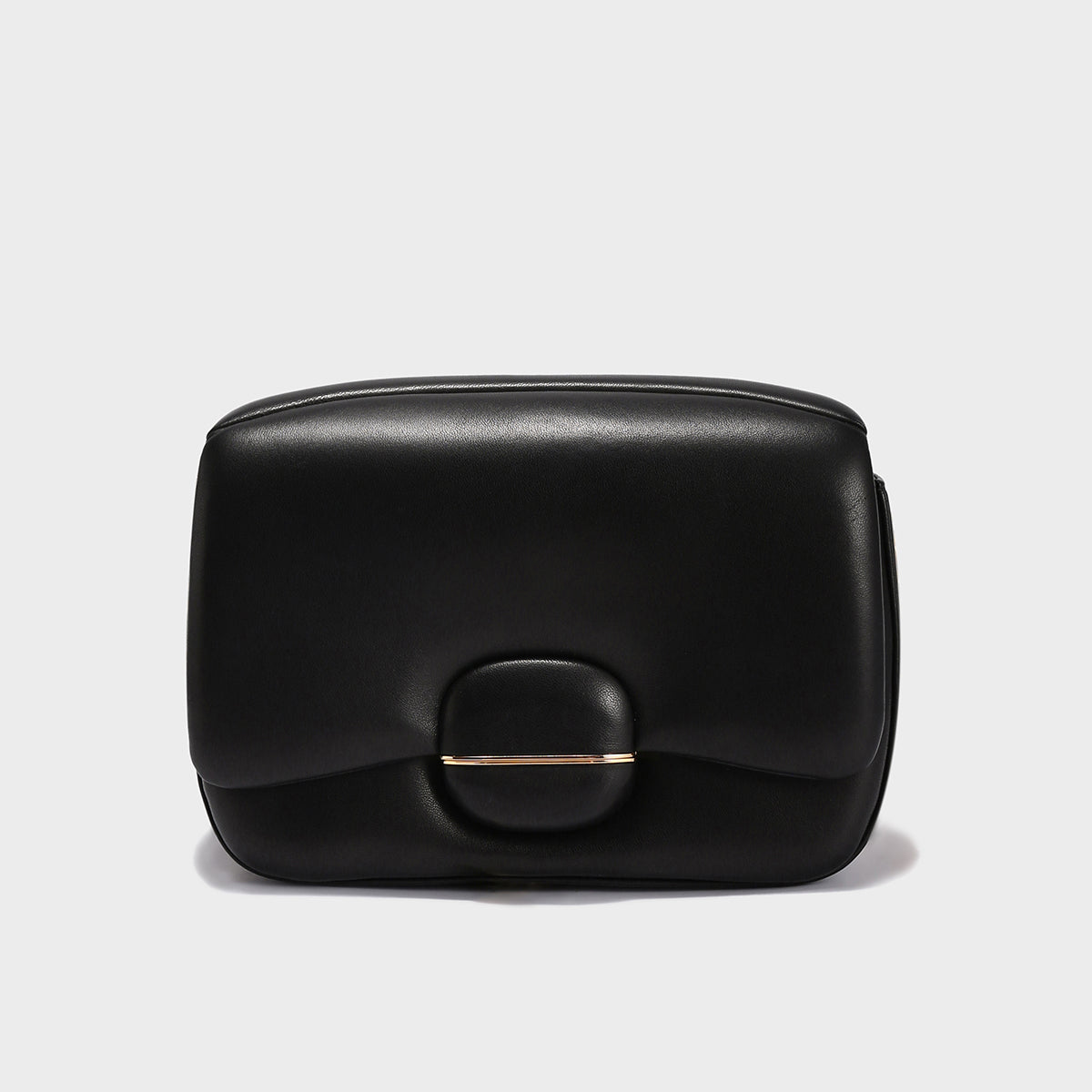 structured buckle leather shoulder bag black 1.JPG
