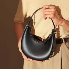 Structured Leather Crescent Moon Bag