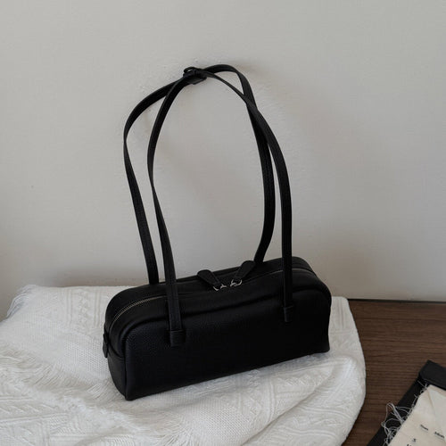 Structured Pebbled Leather Pillow Bag – Dual Handle Shoulder Tote